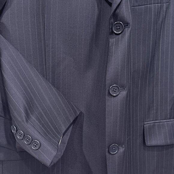 Ing Loro Piana Italy Wool Striped Suit Black Stripe Daniel Cremieux Mens 44S 37W - Picture 4 of 13